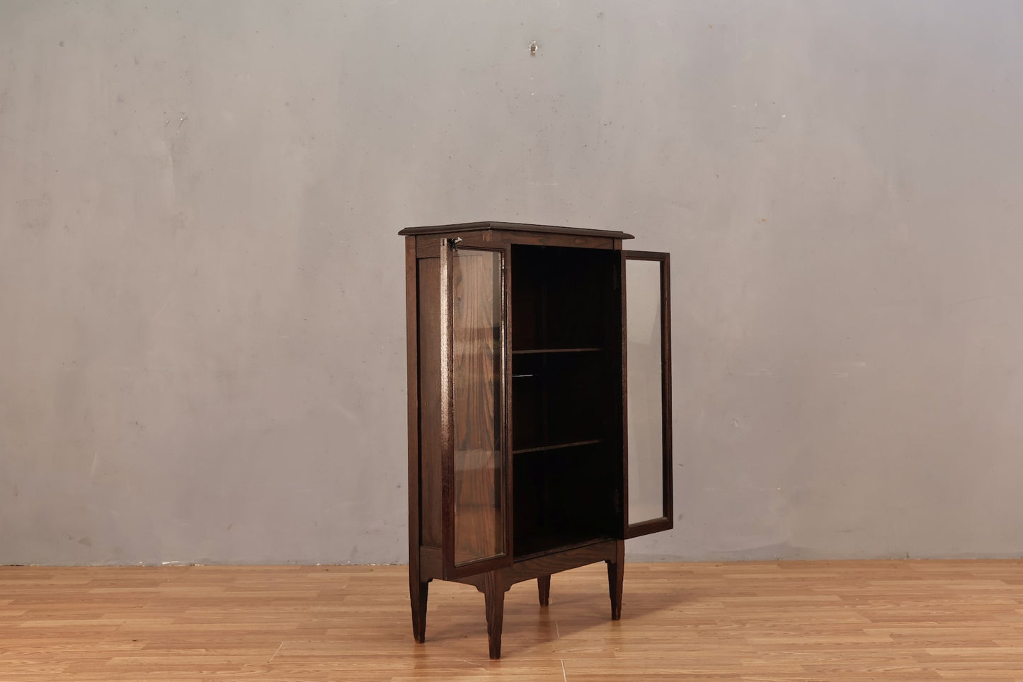 Slim Dark Oak & Glass Cabinet - ONLINE ONLY