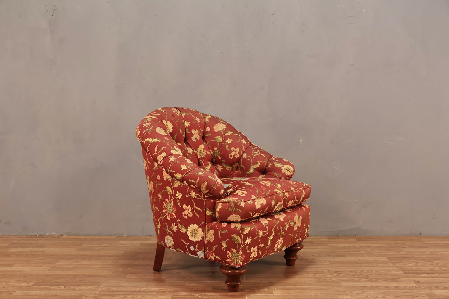 Tufted Scarlet Floral Club Chair - ONLINE ONLY
