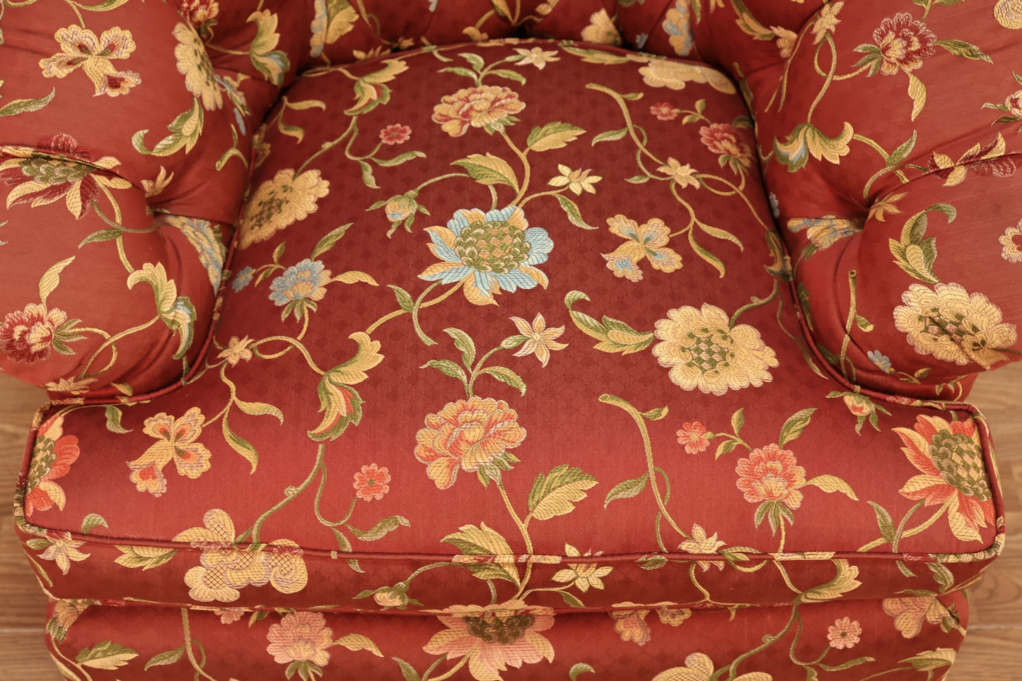 Tufted Scarlet Floral Club Chair - ONLINE ONLY
