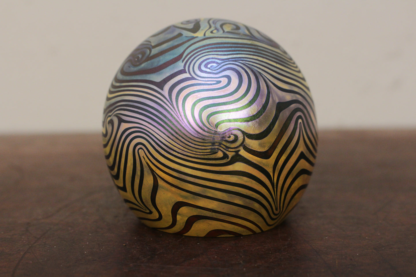 1980s Swirl Glass Orb Paperweight
