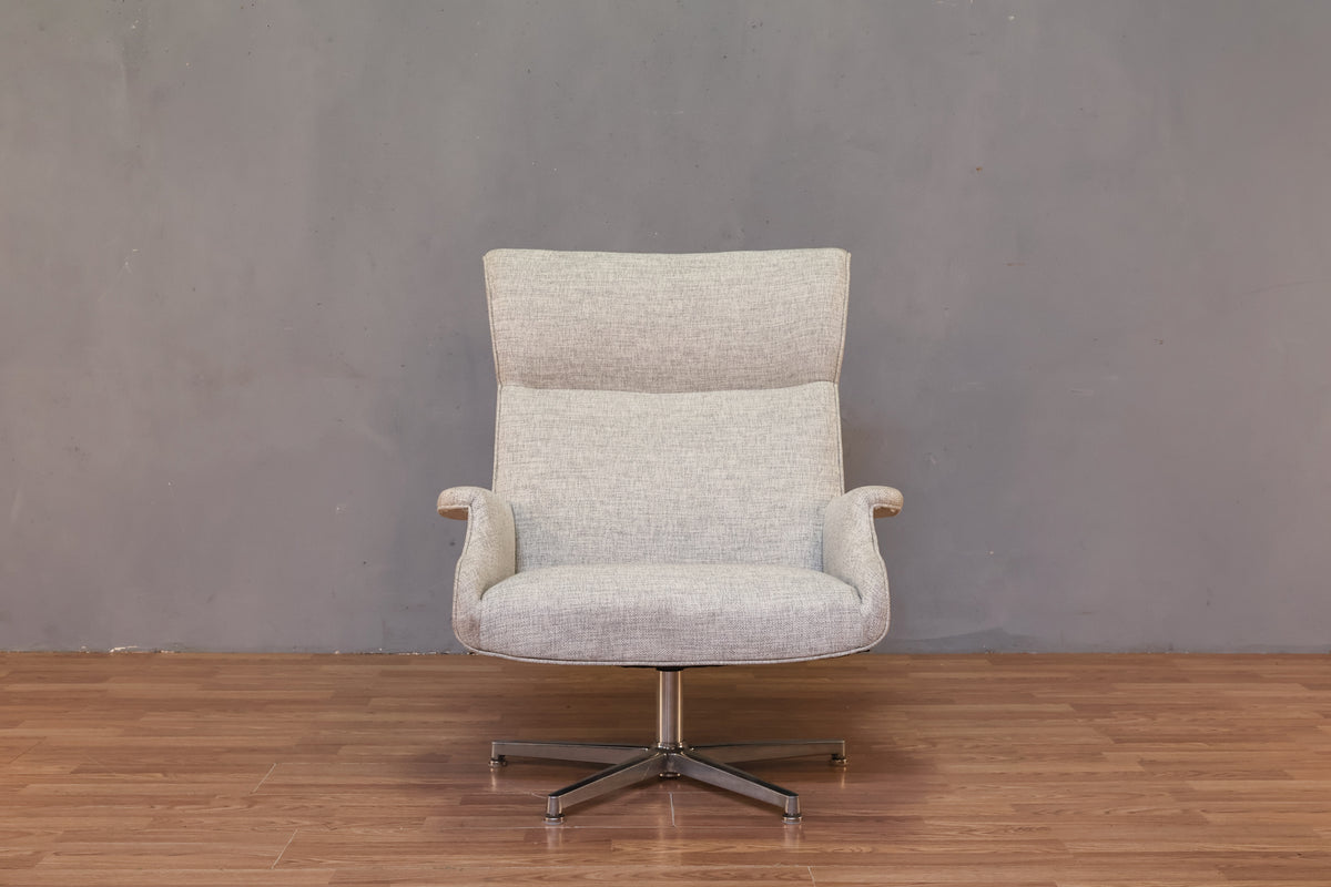Modern Dove Gray Tweed Lounge Chair