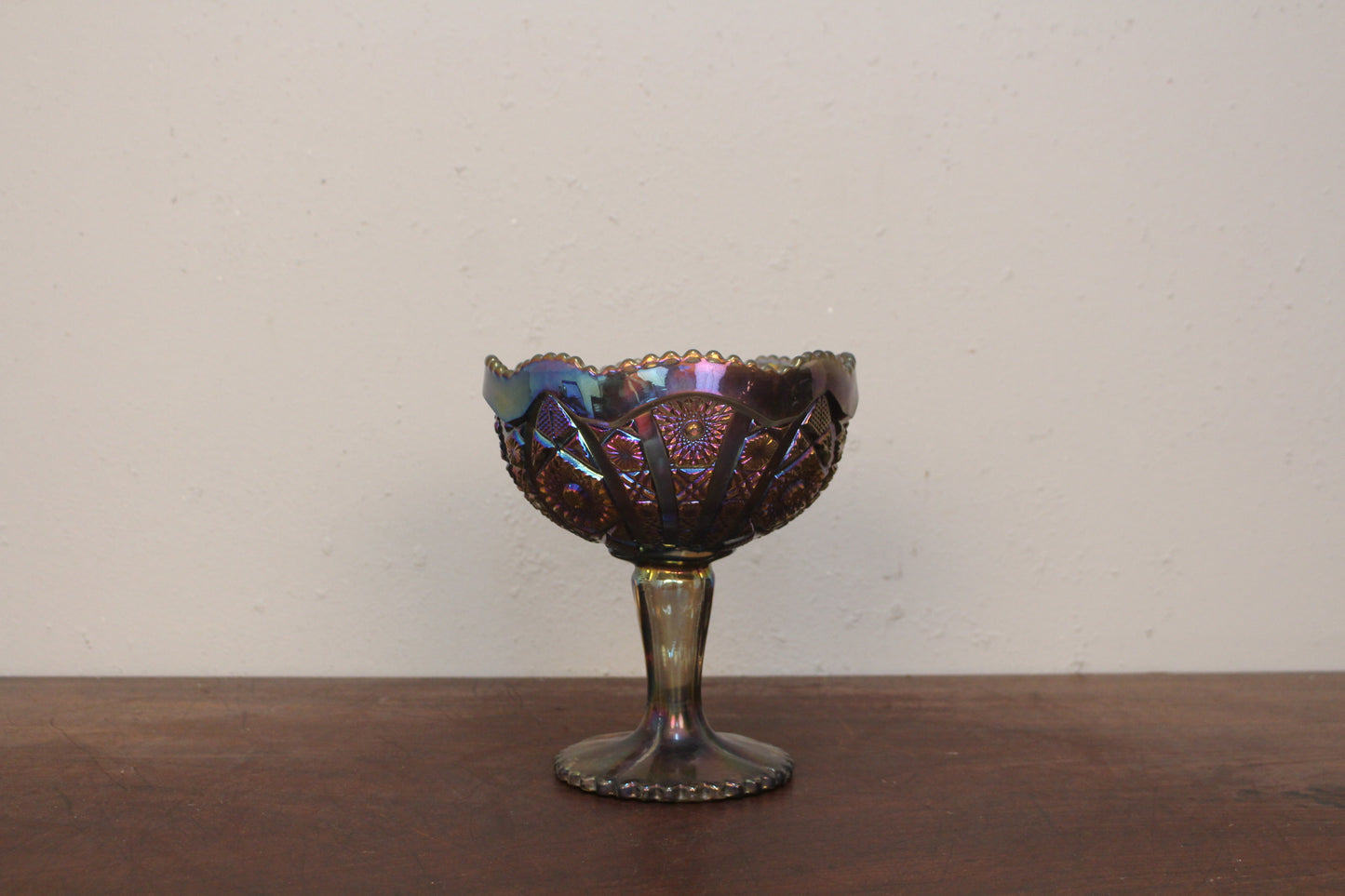 Amethyst Carnival Glass Compote Dish