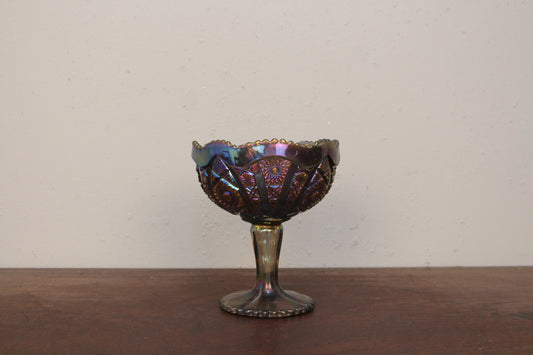 Amethyst Carnival Glass Compote Dish