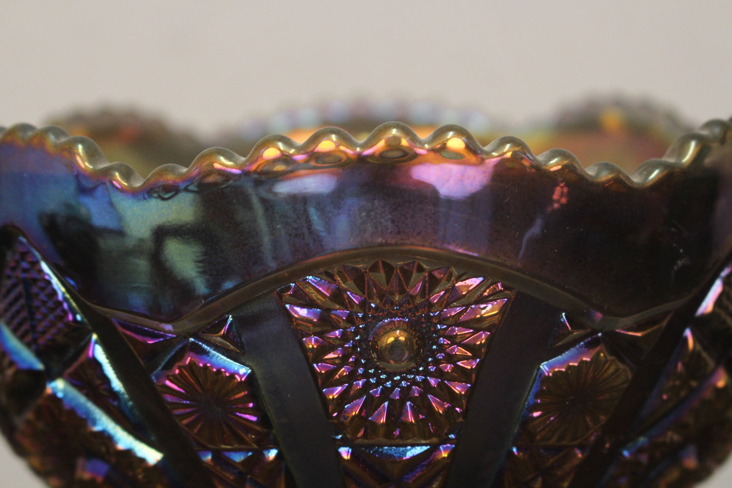 Amethyst Carnival Glass Compote Dish