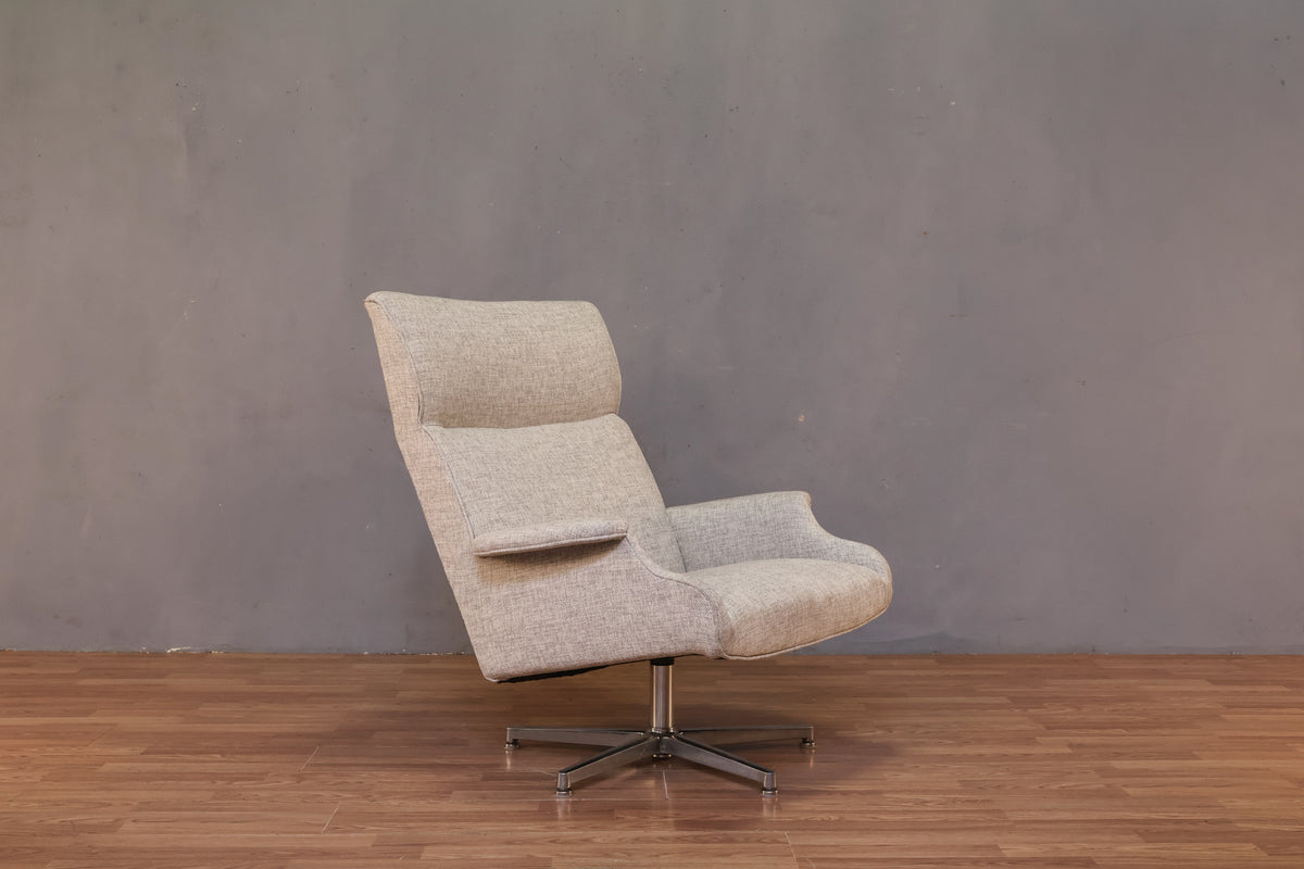 Modern Dove Gray Tweed Lounge Chair