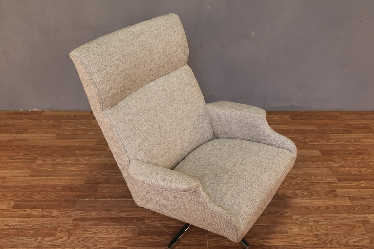 Modern Dove Gray Tweed Lounge Chair