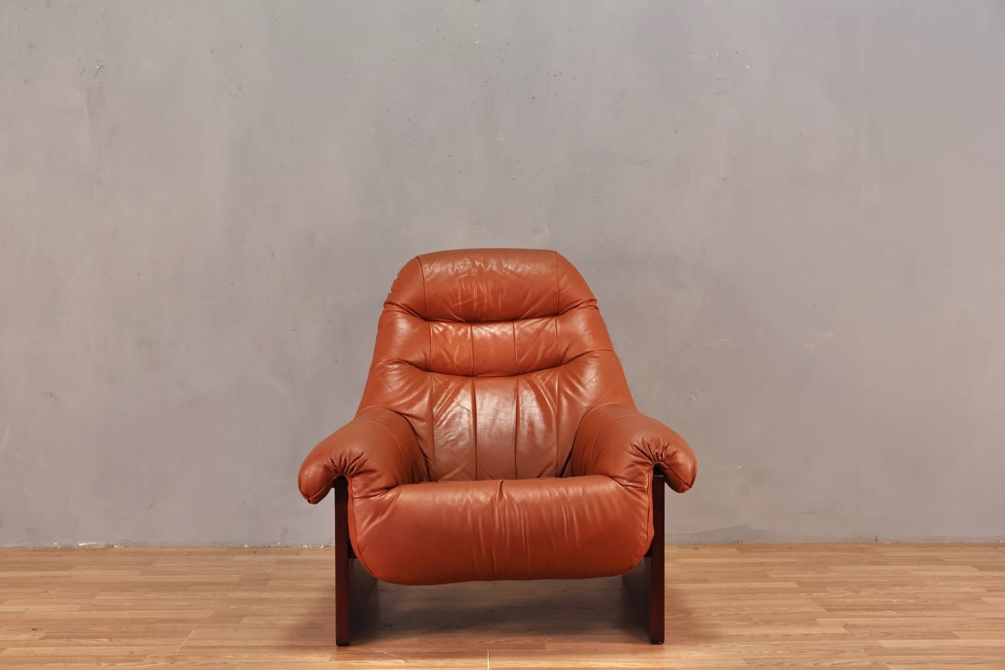 Brazilian Russet Leather Lounge Chair & Ottoman - ONLINE ONLY