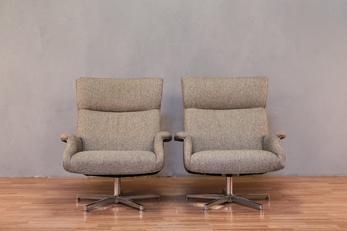 Modern Pebble Gray Tweed Lounge Chair - ONLINE ONLY