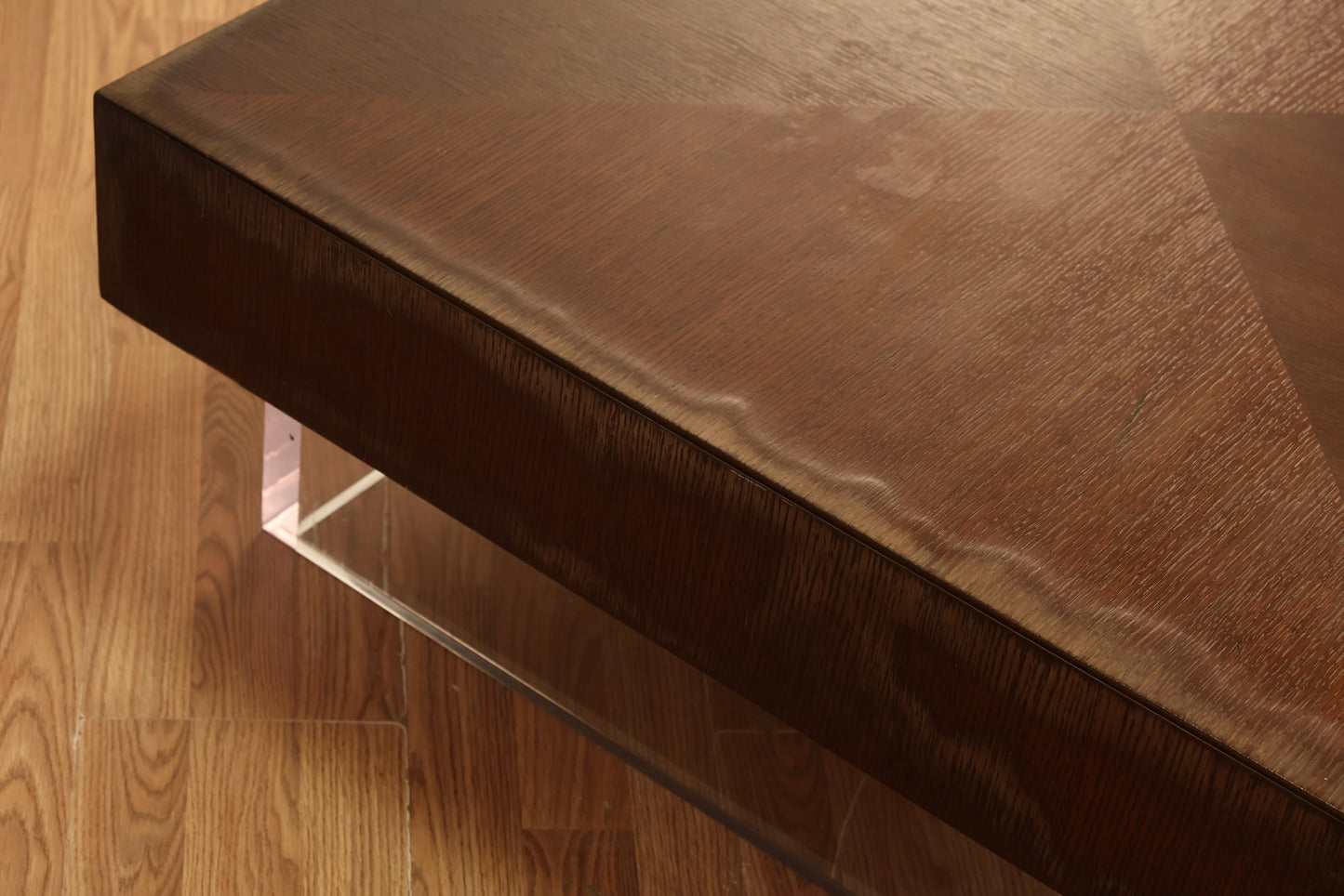 Large Dark Wood & Lucite Coffee Table - ONLINE ONLY