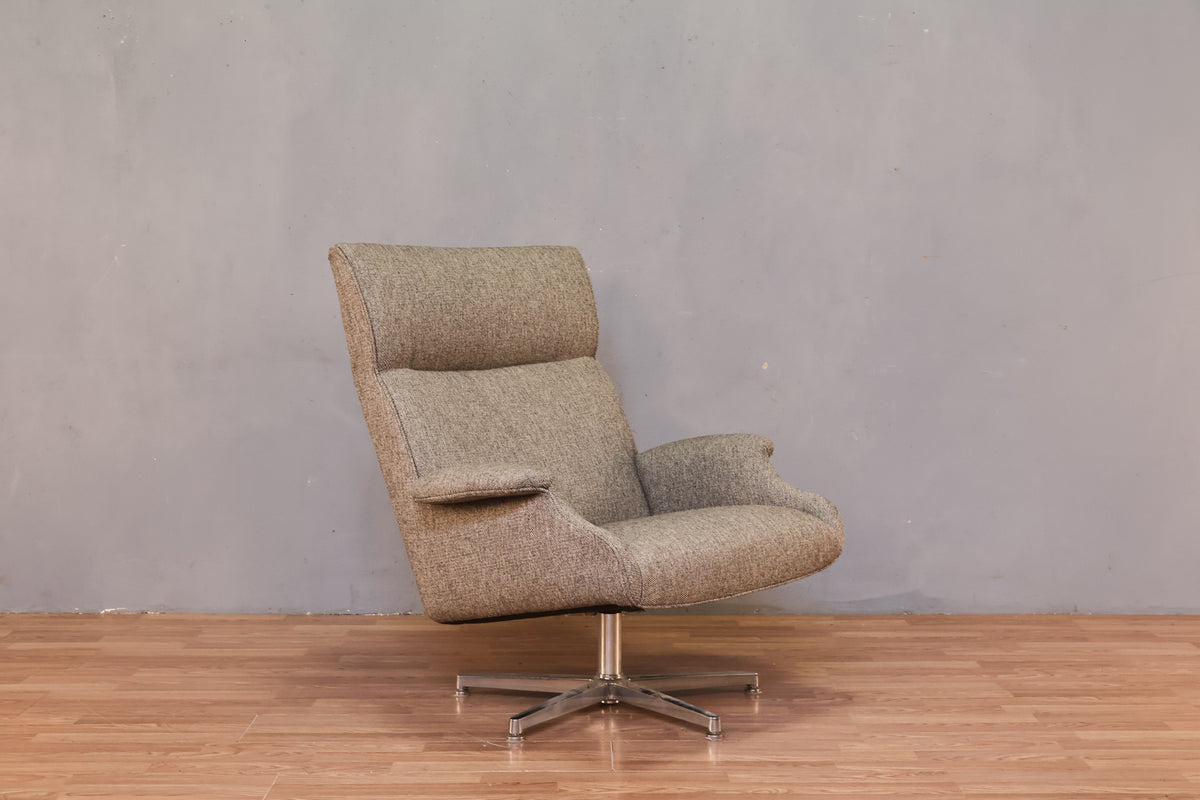 Modern Pebble Gray Tweed Lounge Chair - ONLINE ONLY