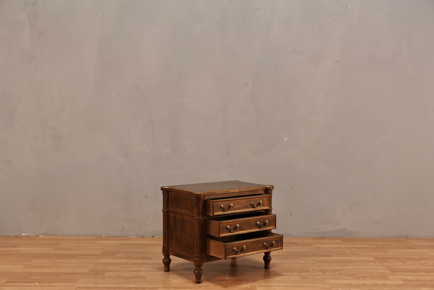 Petite Neoclassical 3-Drawer Side Table