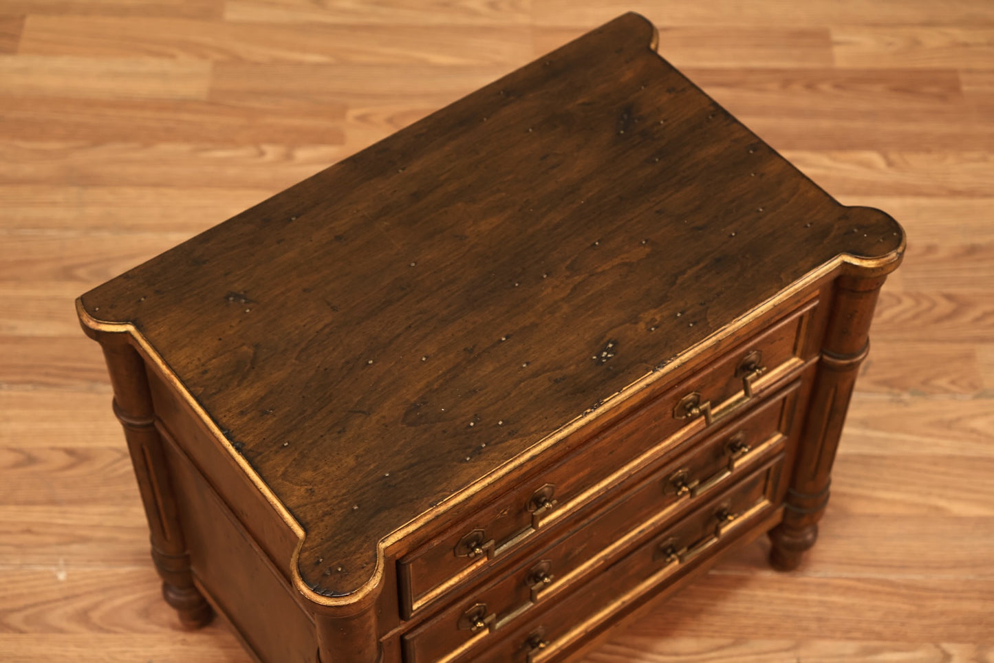 Petite Neoclassical 3-Drawer Side Table