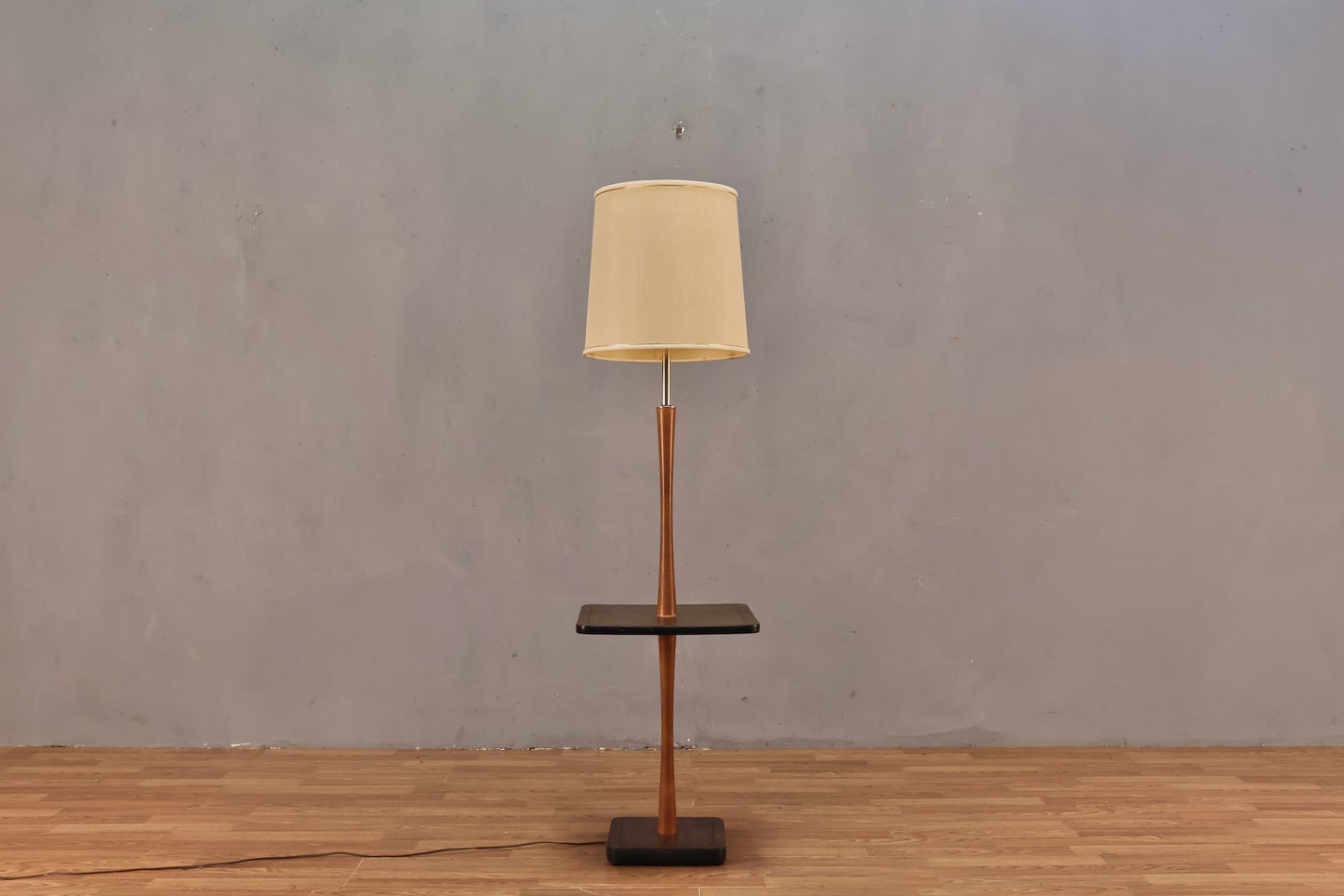 Mid Century Laminate Side Table Floor Lamp - ONLINE ONLY