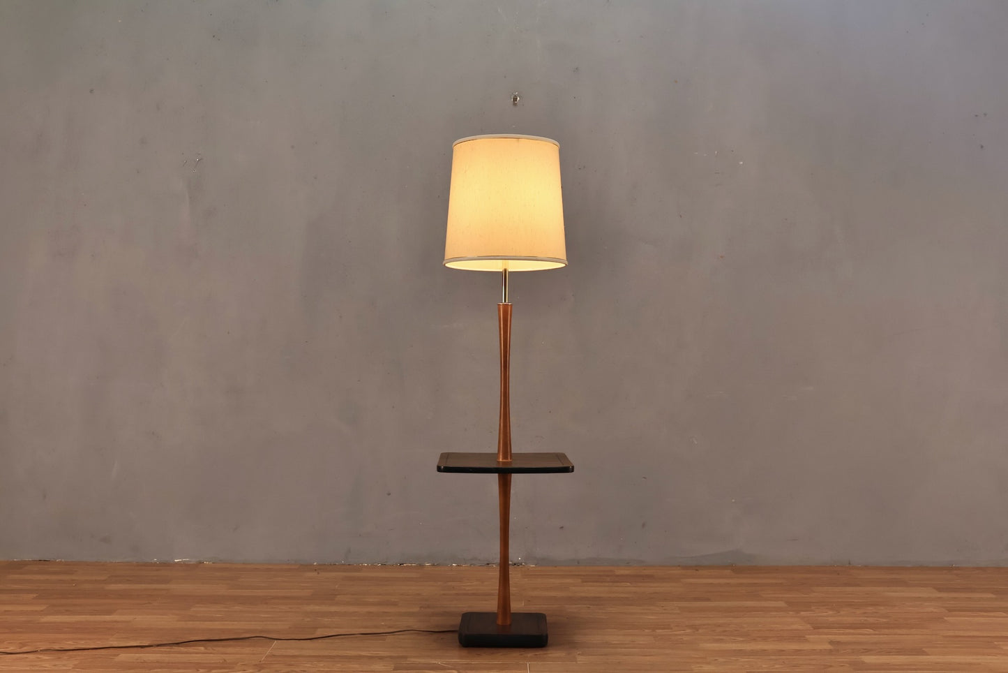 Mid Century Laminate Side Table Floor Lamp - ONLINE ONLY