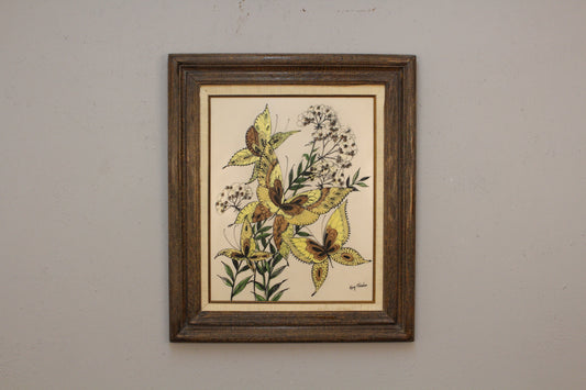 1970s Engraved Resin Butterfly Art