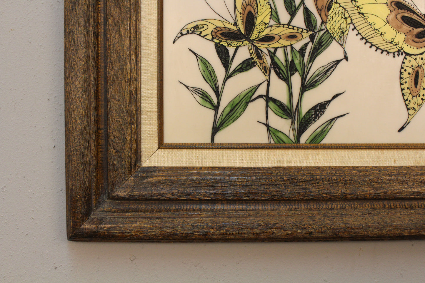 1970s Engraved Resin Butterfly Art