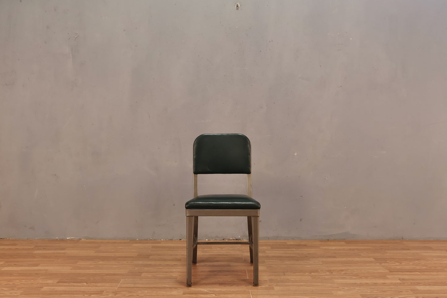 Industrial Steel & Green Vinyl Side Chair