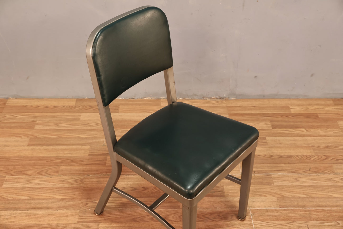 Industrial Steel & Green Vinyl Side Chair