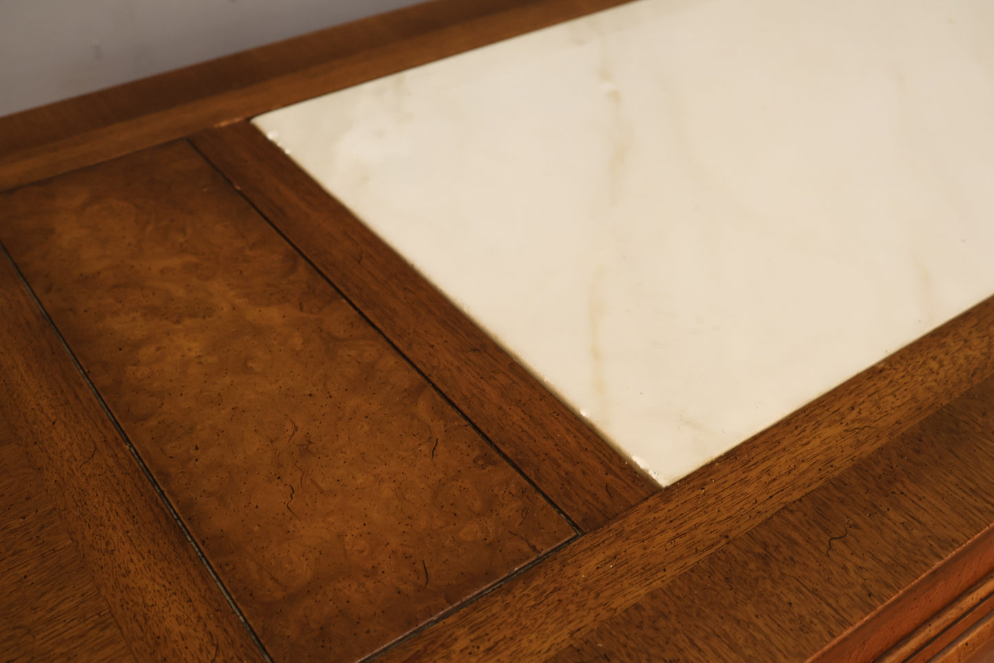 Neoclassical Walnut & Marble Coffee Table - ONLINE ONLY