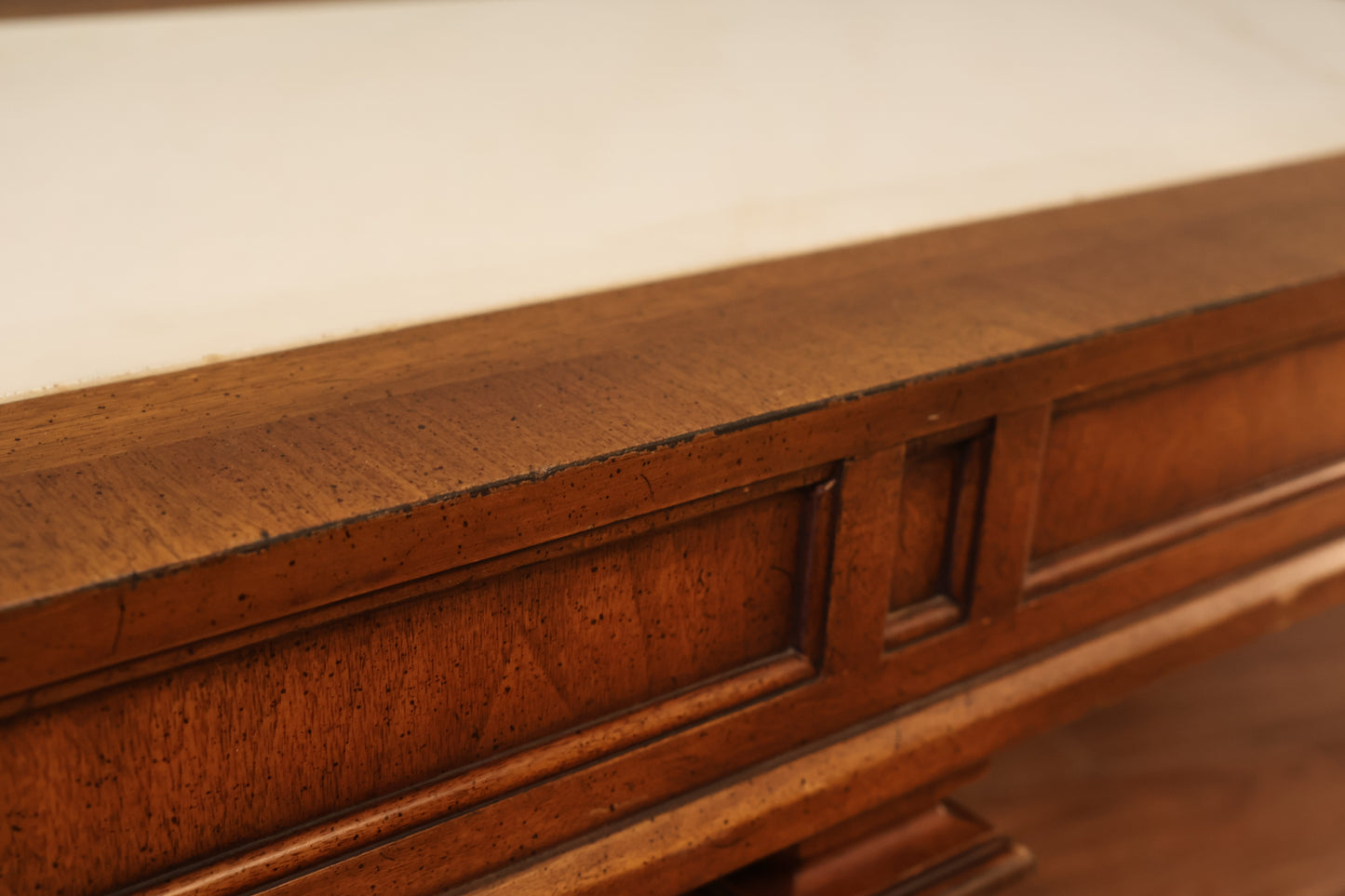 Neoclassical Walnut & Marble Coffee Table - ONLINE ONLY
