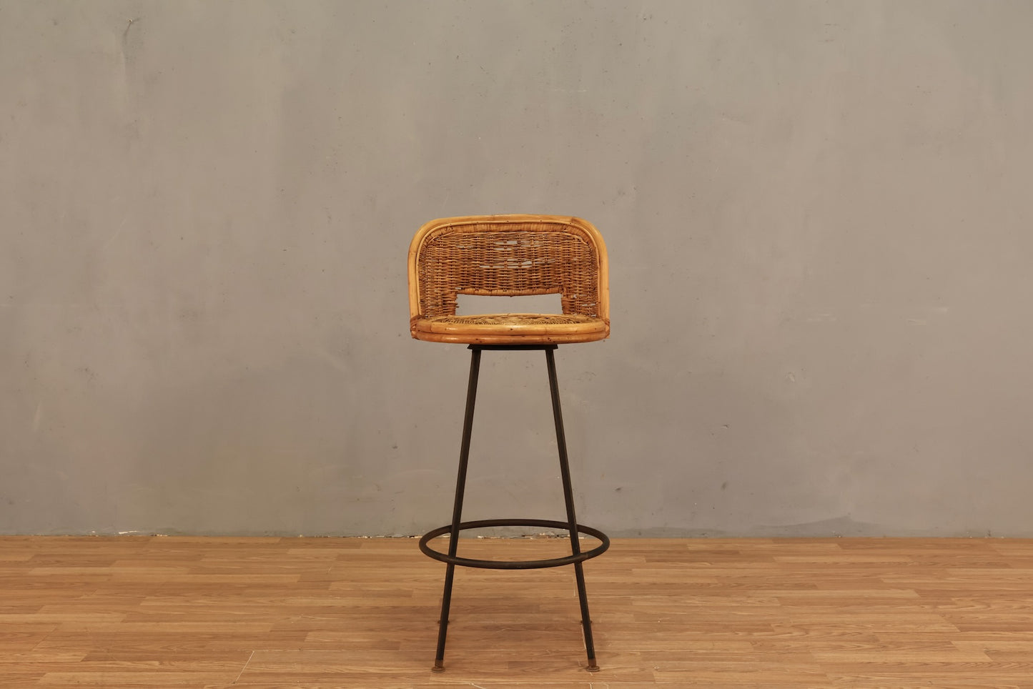 Bamboo & Iron Bar Stool