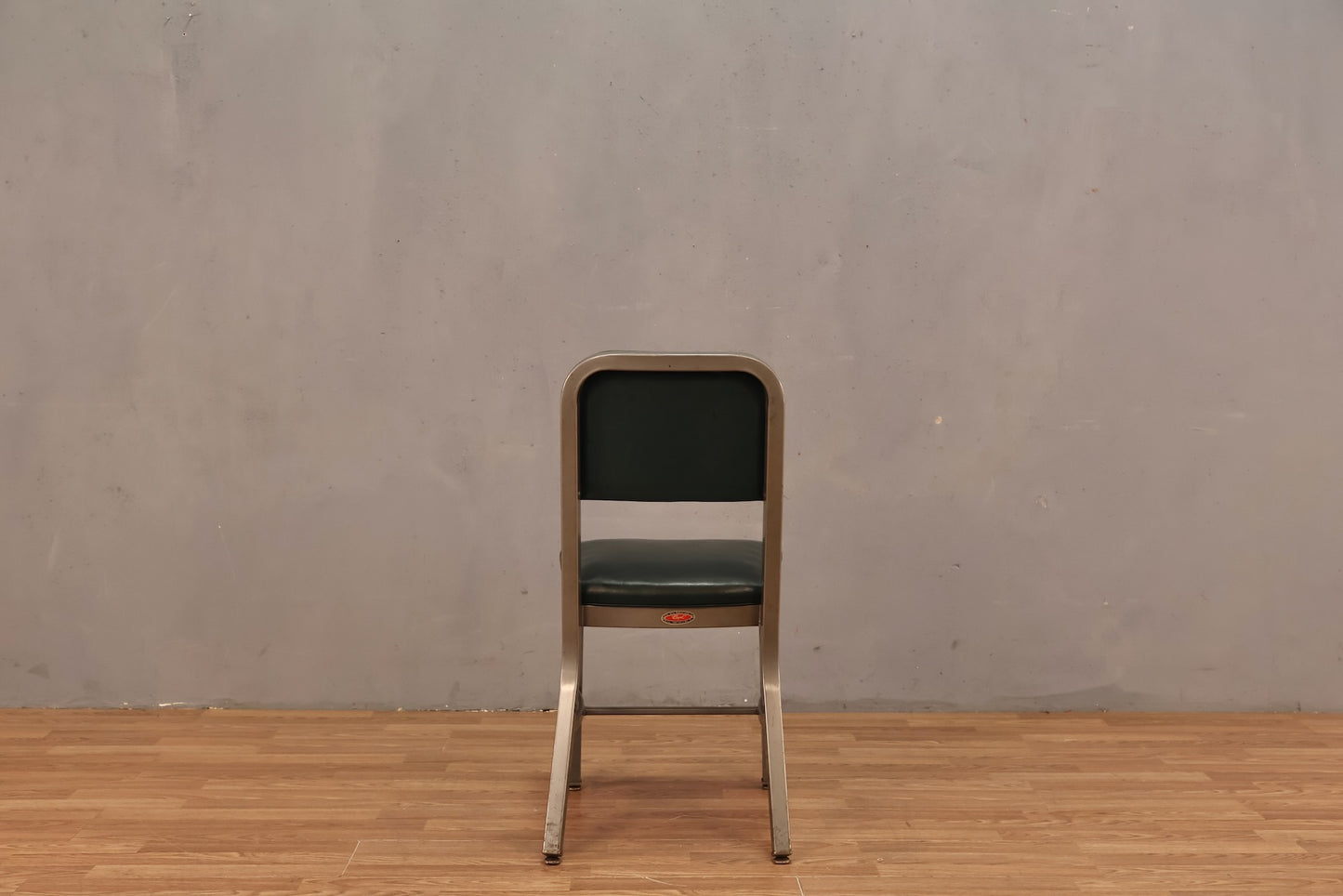 Industrial Steel & Green Vinyl Side Chair