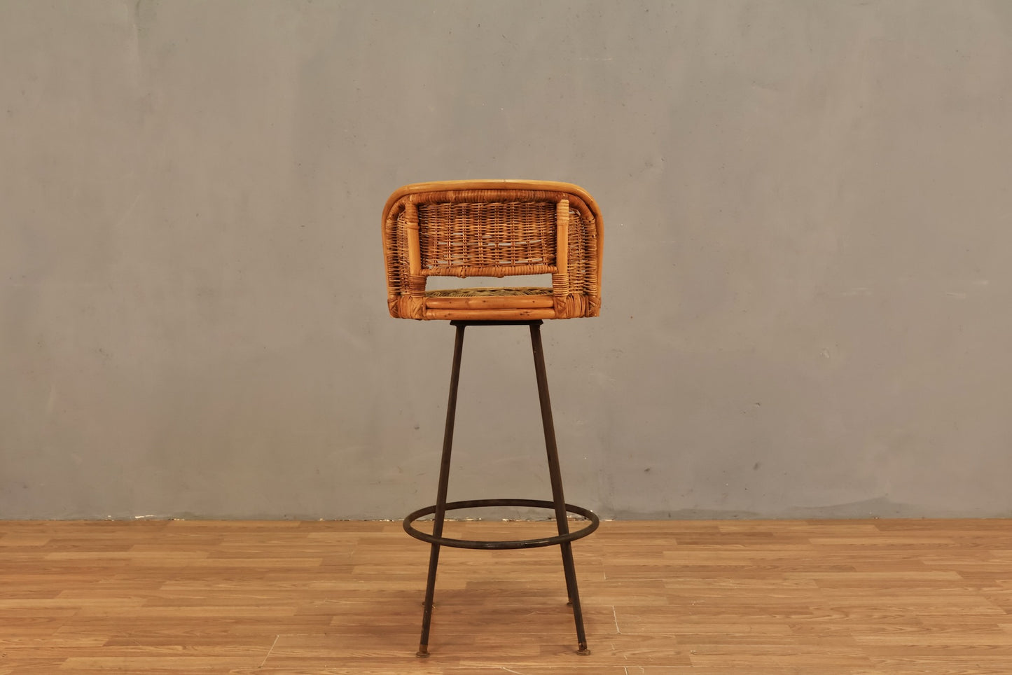 Bamboo & Iron Bar Stool