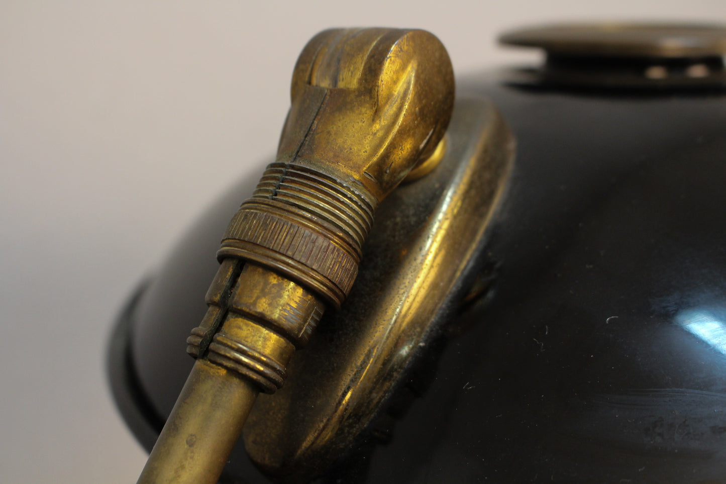 Mid Century Black & Brass Saucer Table Lamp