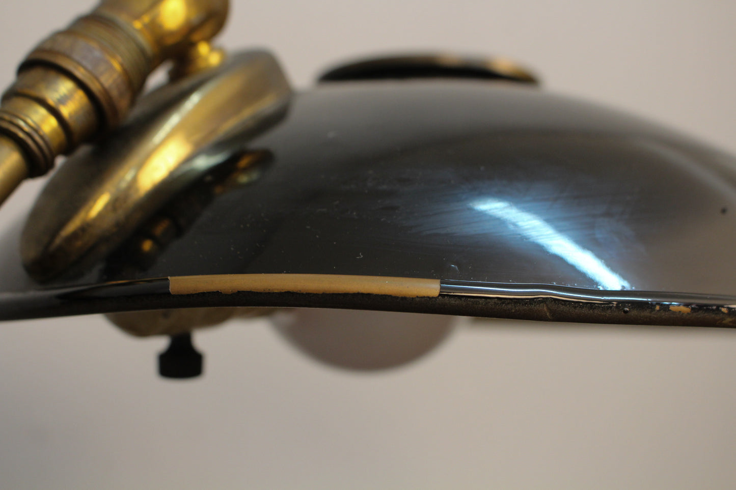 Mid Century Black & Brass Saucer Table Lamp