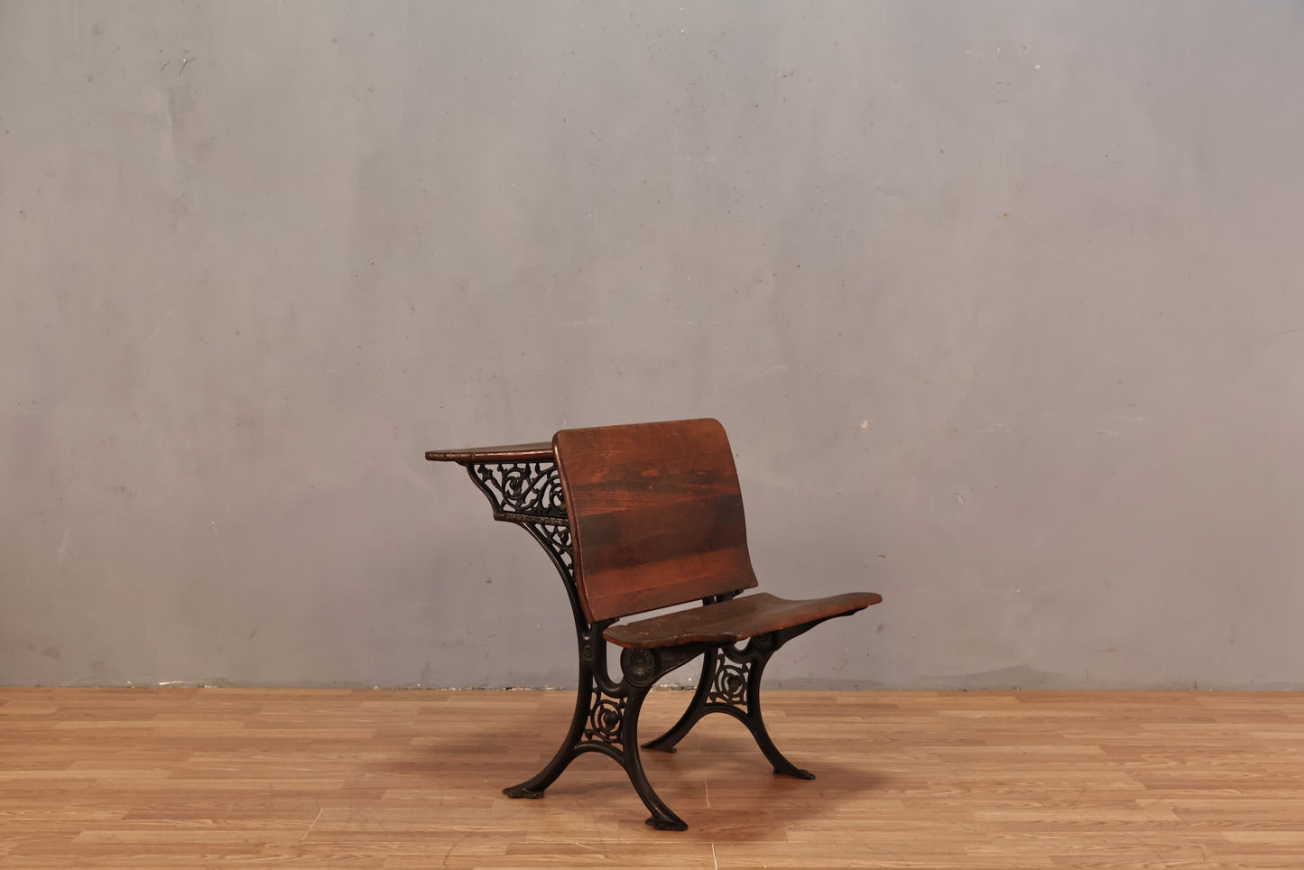 Antique Iron & Wood Desk with Folding Chair - ONLINE ONLY