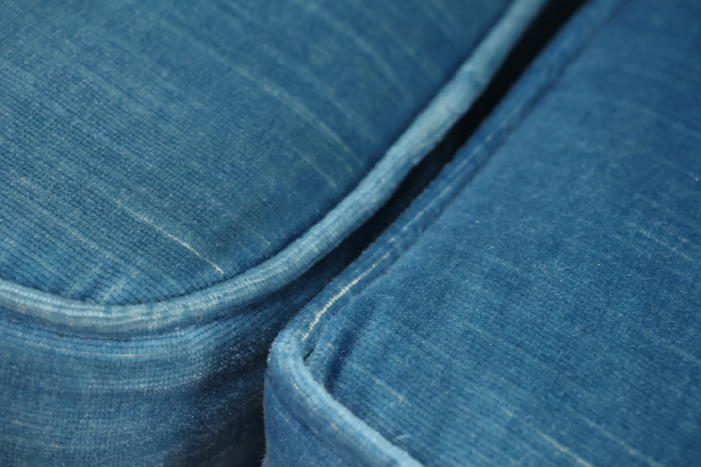 Mid Century Azure Velveteen Sofa - ONLINE ONLY