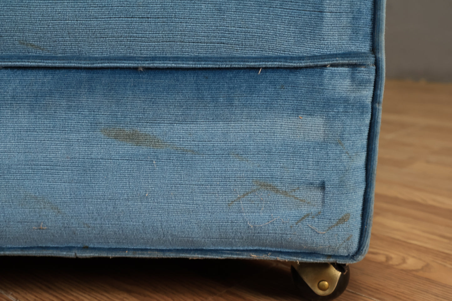 Mid Century Azure Velveteen Sofa - ONLINE ONLY