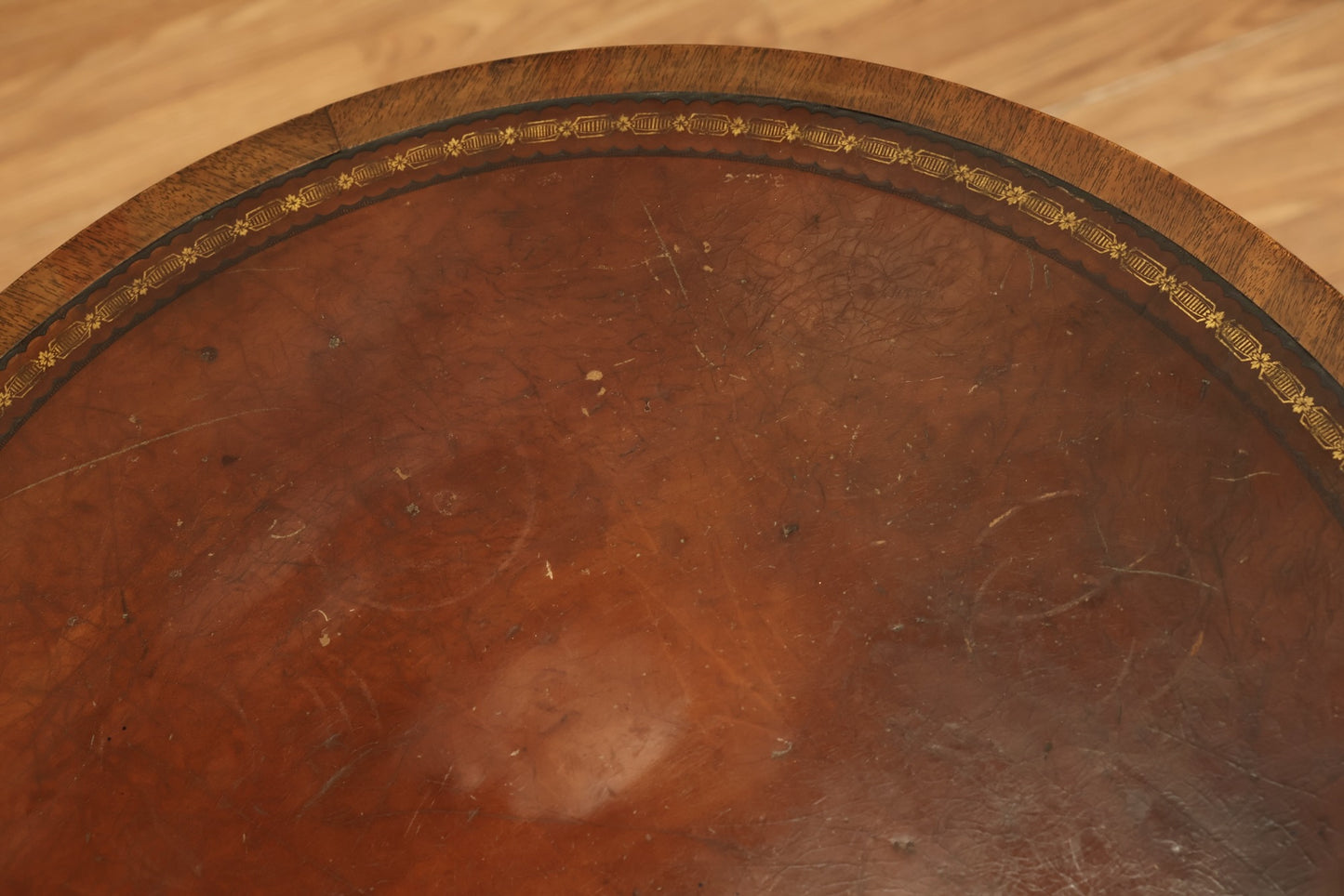 Antique Mahogany Leather-Top Occasional Table