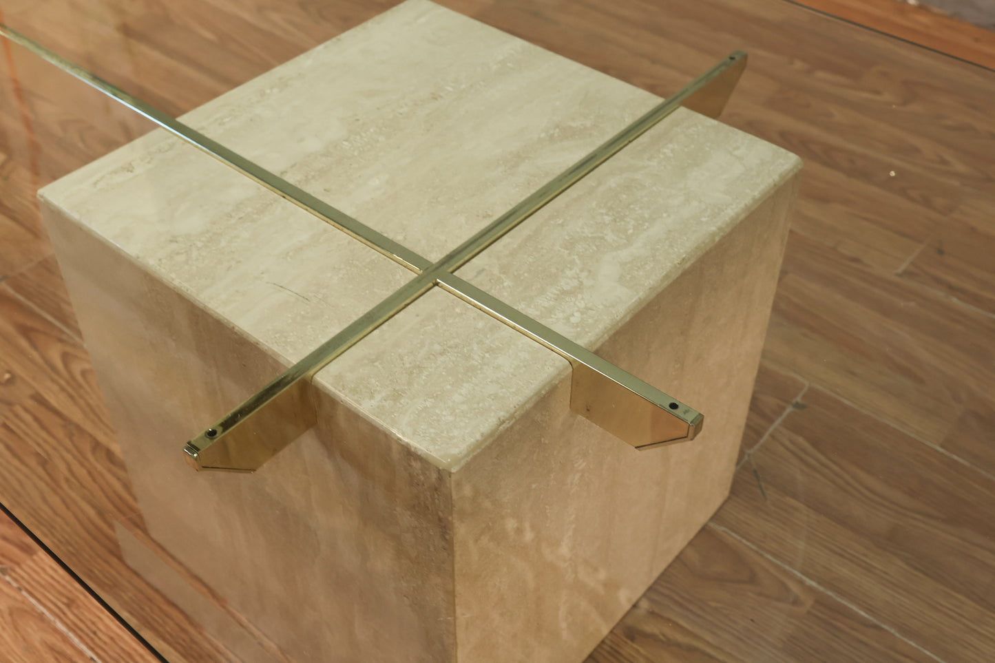 Artedi Travertine & Glass Coffee Table - ONLINE ONLY