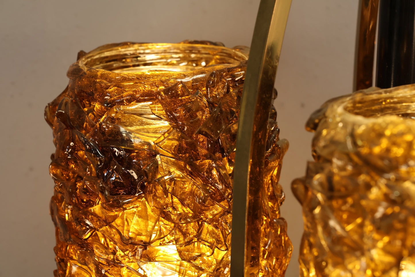 Large Brass & Fiberglass Table Lamp