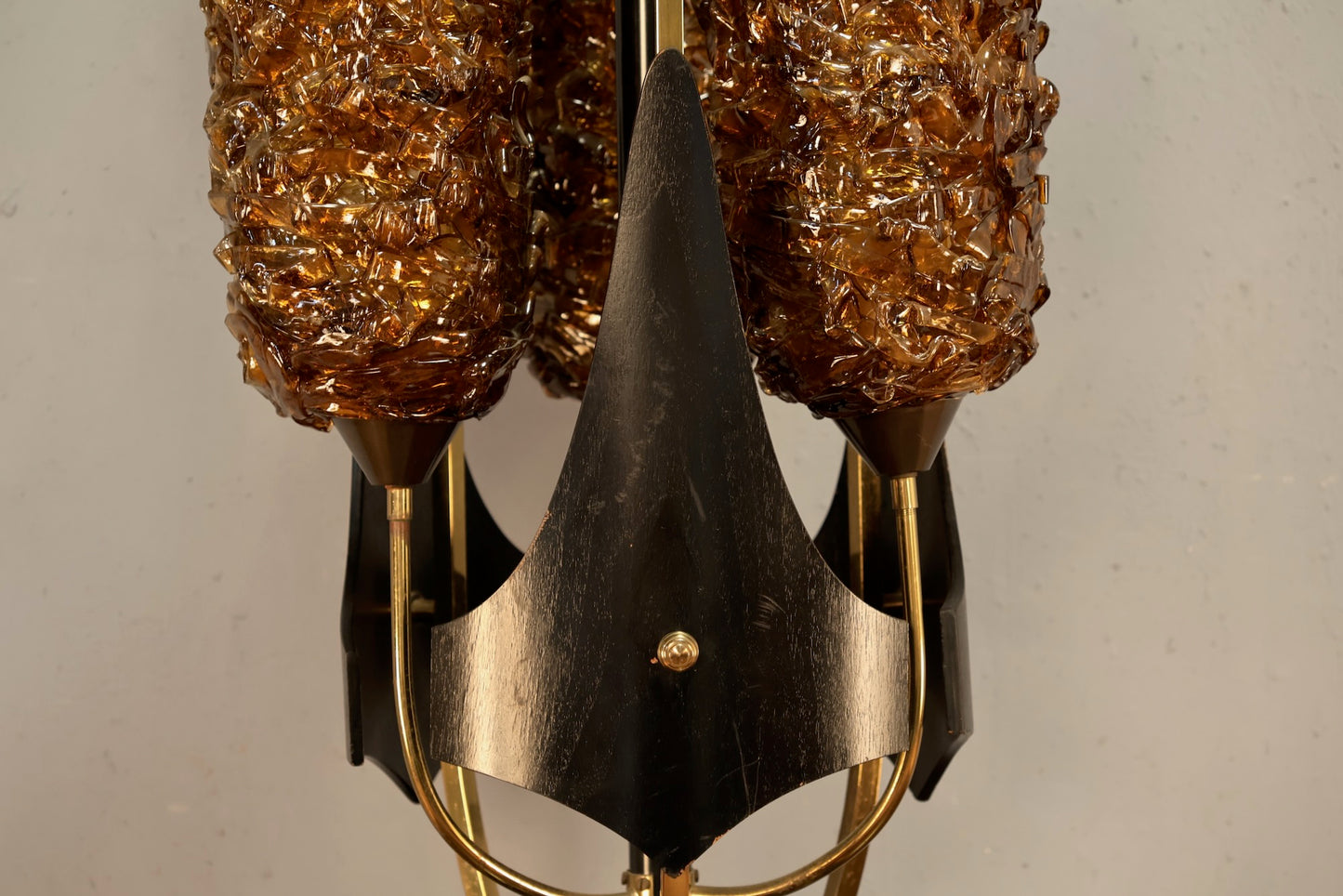 Large Brass & Fiberglass Table Lamp