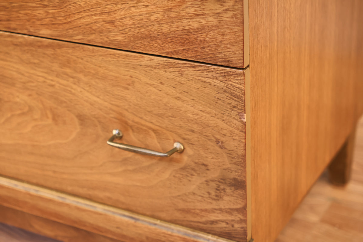 Walnut & Cane 5-Drawer Highboy Dresser