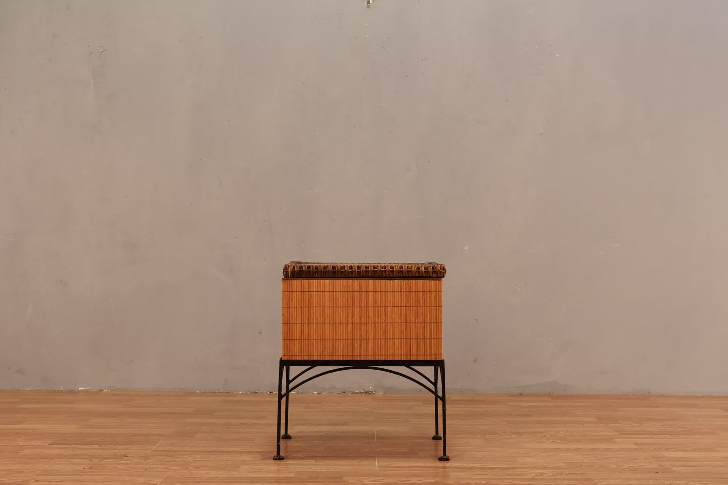 Rattan & Iron Chest Side Table - ONLINE ONLY