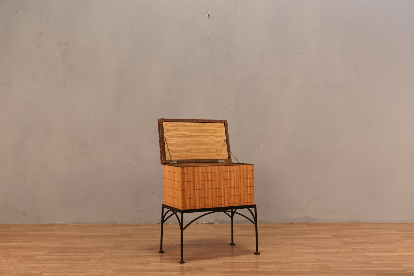 Rattan & Iron Chest Side Table - ONLINE ONLY