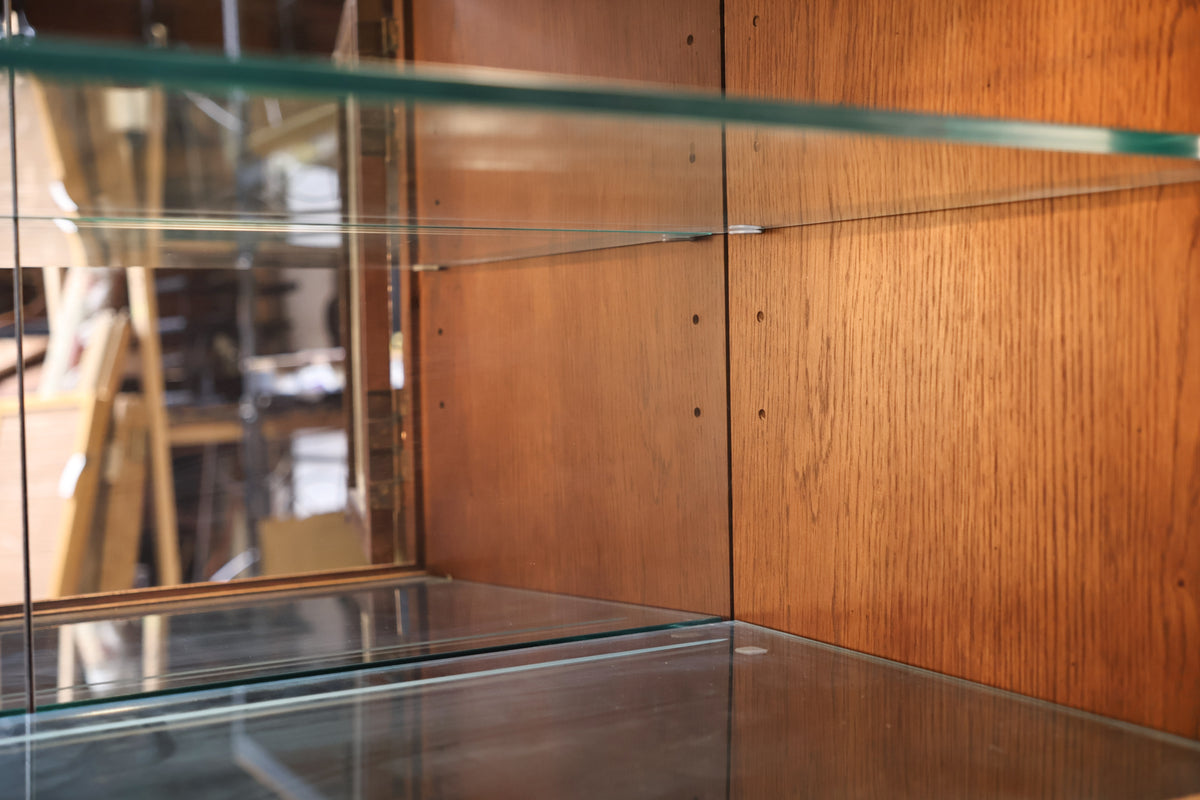 Tall Henredon Oak & Glass 3-Drawer Wall Unit - ONLINE ONLY