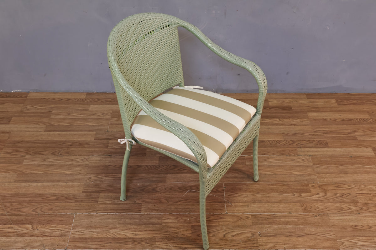 Mint & Striped Wicker Armchair