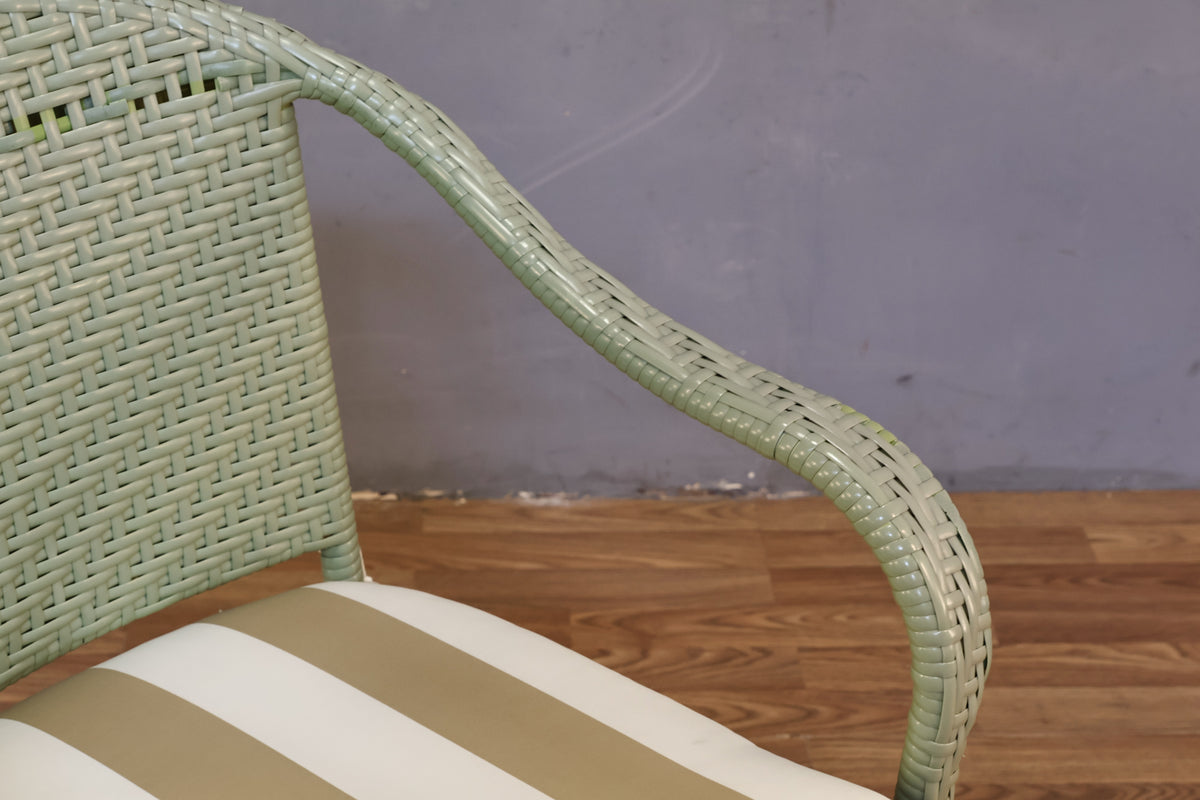 Mint & Striped Wicker Armchair