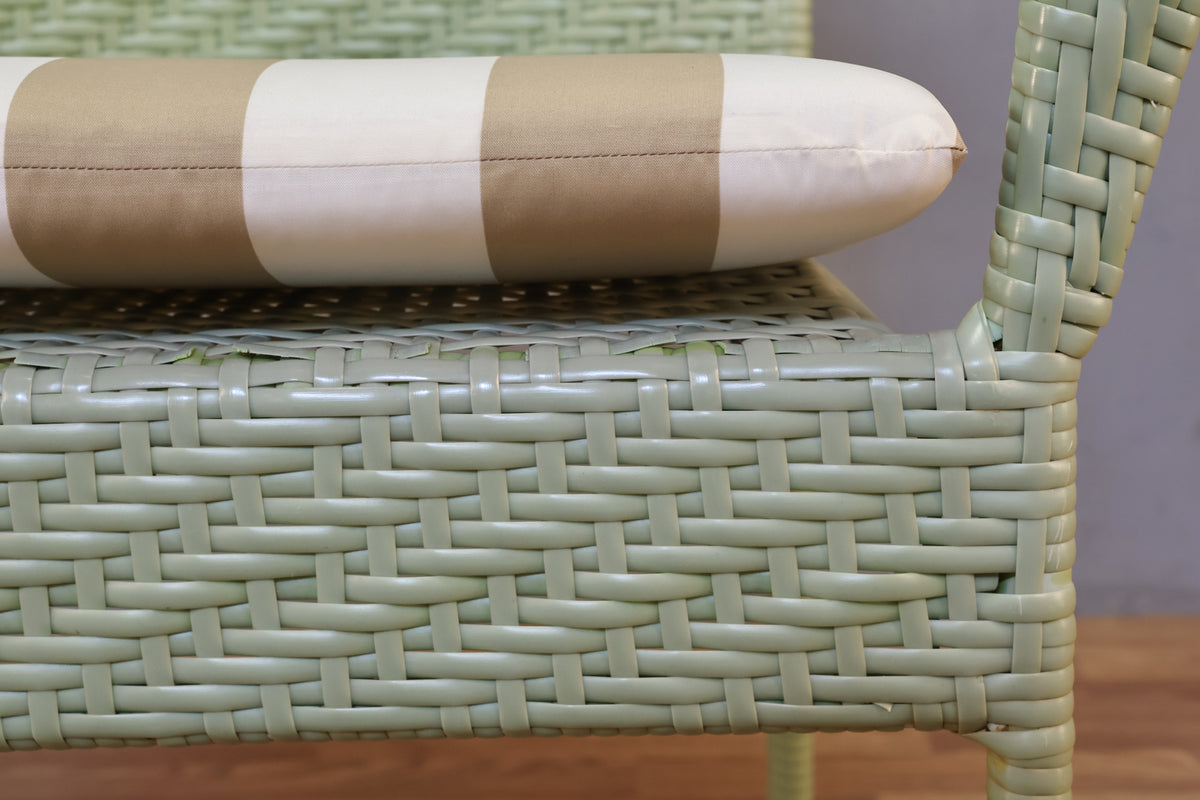 Mint & Striped Wicker Armchair