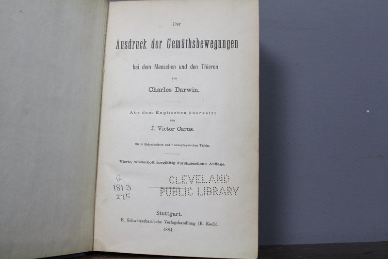 1884 Charles Darwin "The Expression" German Book