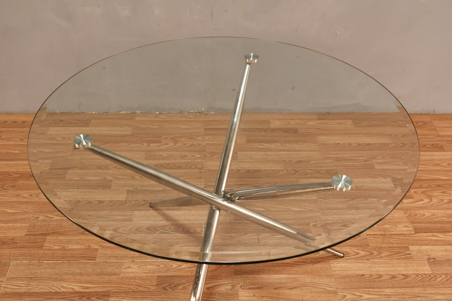 Mid Century Glass & Chrome Tripod Dining Table - ONLINE ONLY