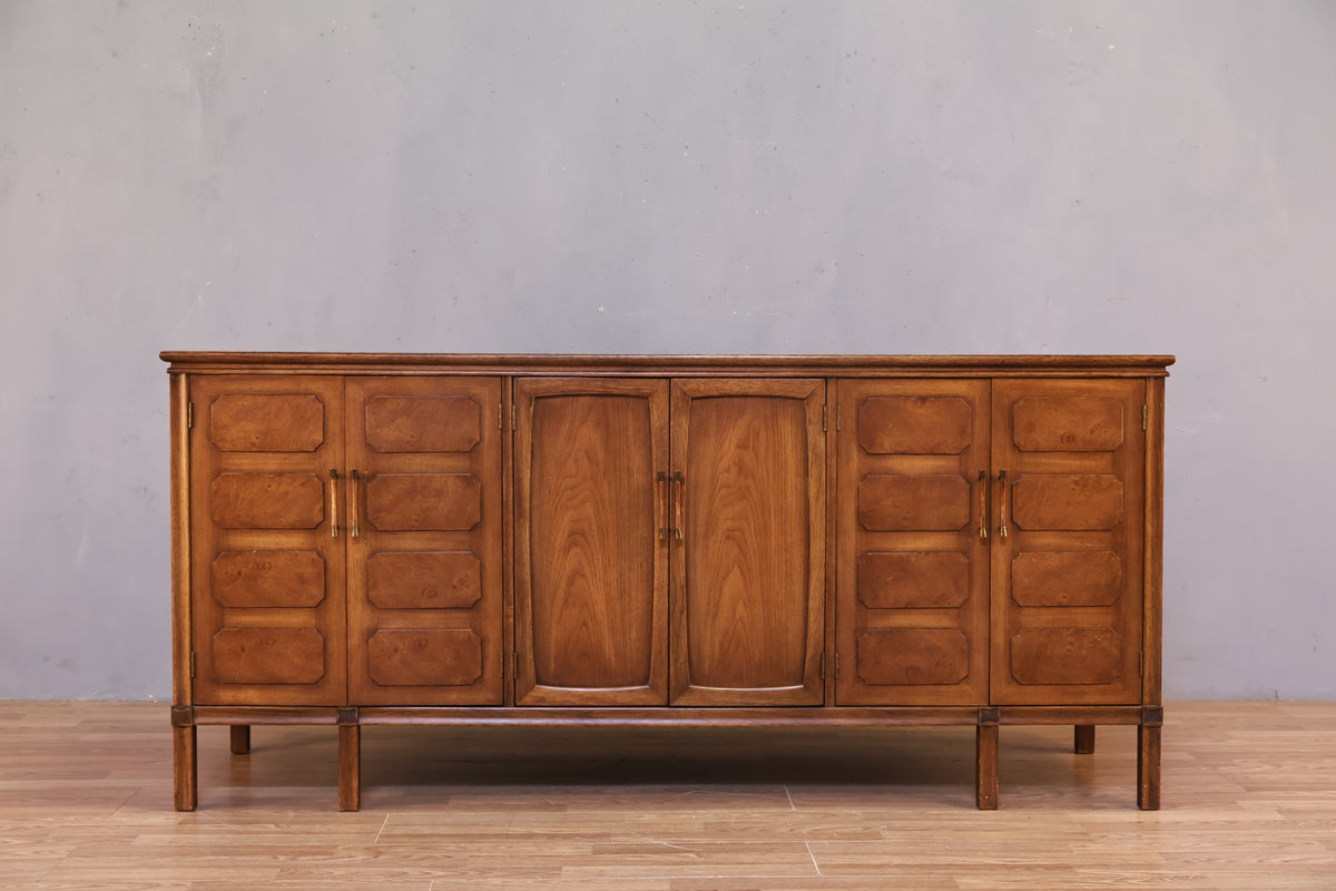 Walnut & Burl 4-Drawer Credenza