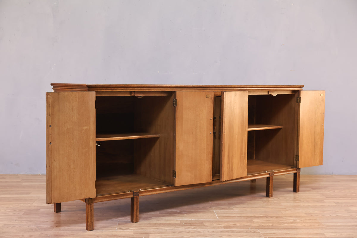 Walnut & Burl 4-Drawer Credenza