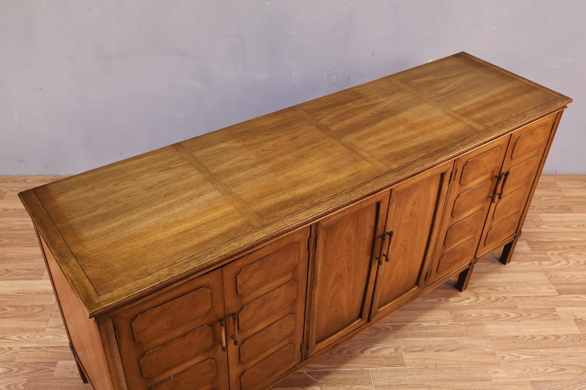 Walnut & Burl 4-Drawer Credenza