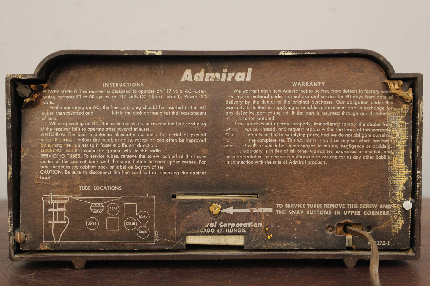1950s Admiral Bakelite Tube Radio