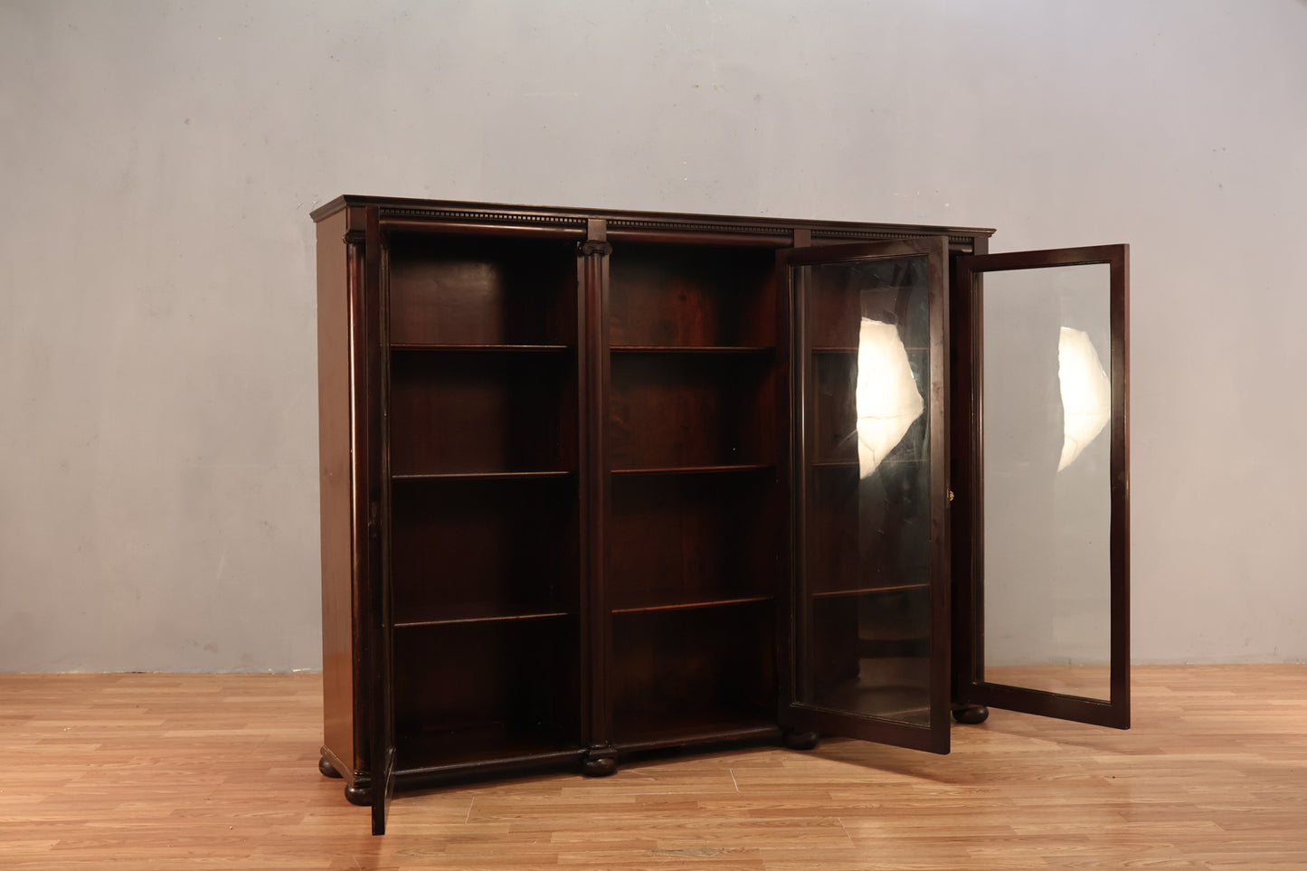 Large Dark Wood & Glass Bookcase - ONLINE ONLY